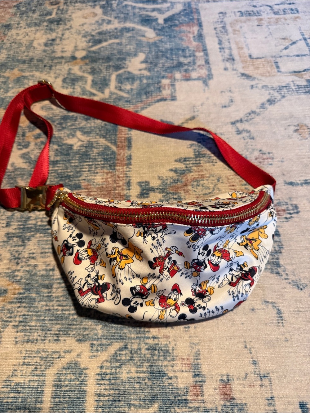 Disney White Mickey & Friends Red Strap Waist Bag